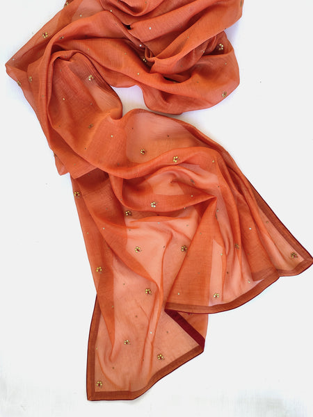 Rust chanderi Golphool saree